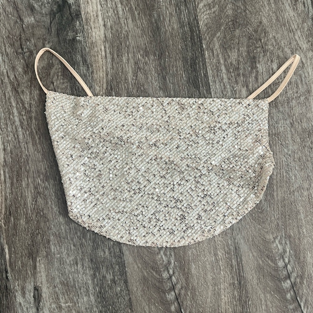12th Tribe Champagne Gold Glitter Backless crop top